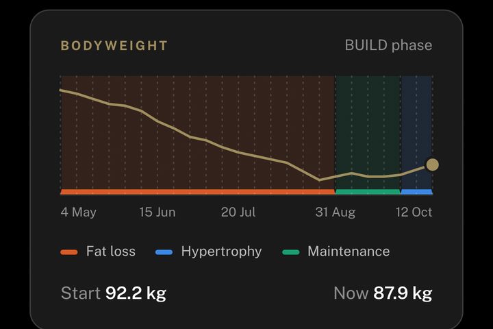 Bodyweight trend across phases